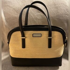 Kate Spade Black and Cream Satchel with Structured Design